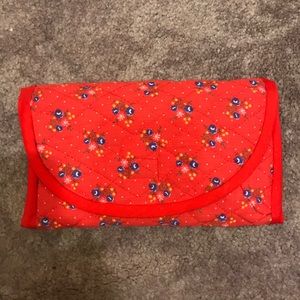 Handmade wallet red floral cloth